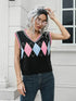 'Leocadia' Diamond Print Sleeveless Knit Sweater - Celes Fashion